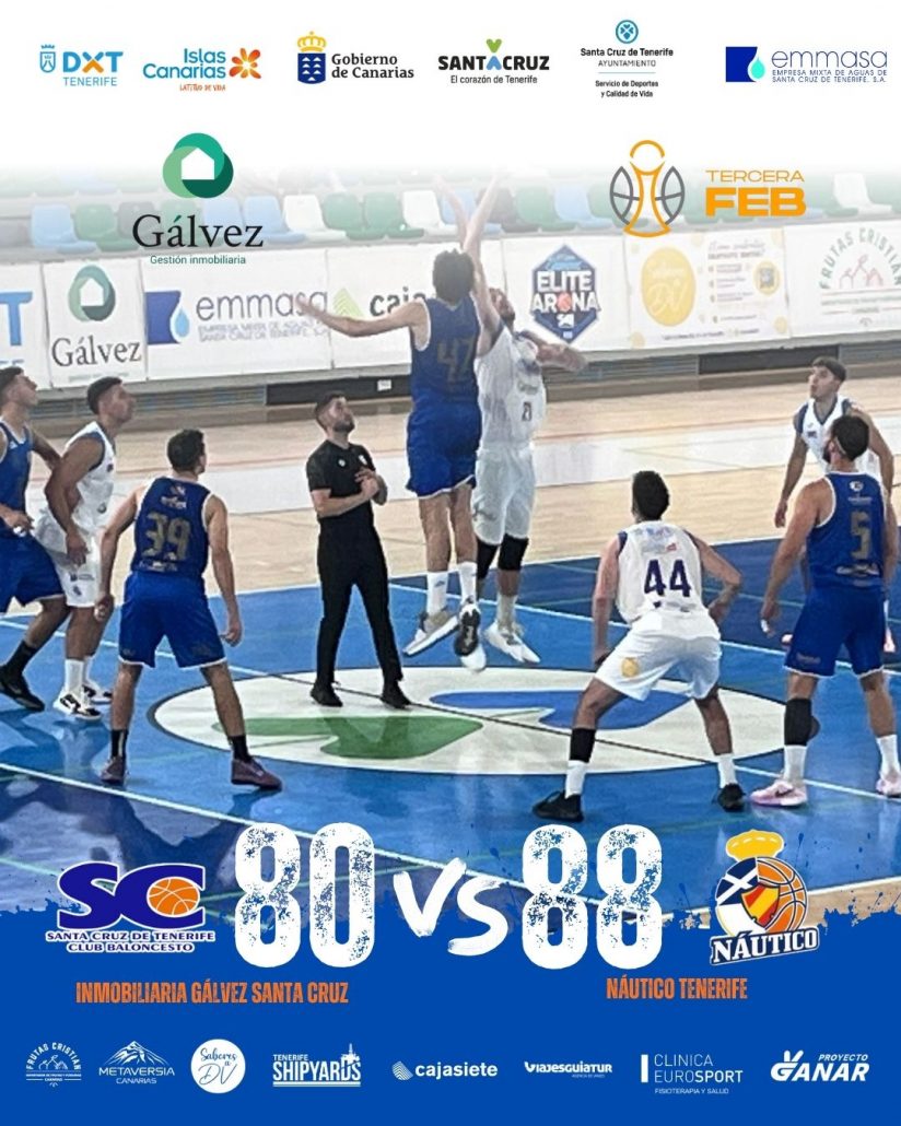 El Inmobiliaria Gálvez Santa Cruz cae en el derbi capitalino ante el Náutico Tenerife (80-88)