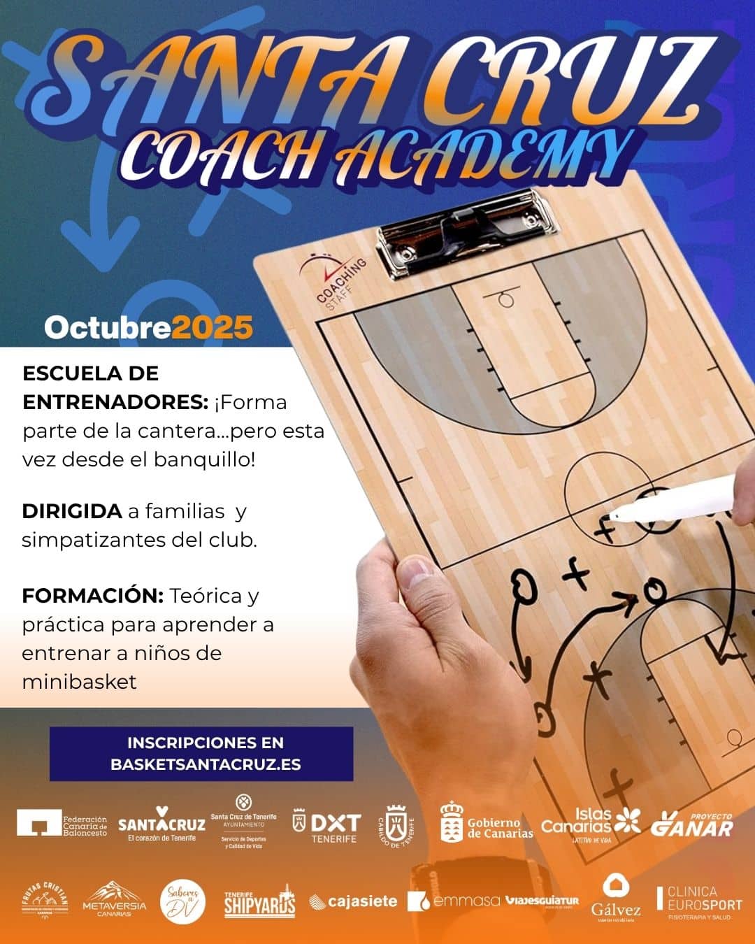 Cartel del programa Santa Cruz Coach Academy - De la grada al banquillo