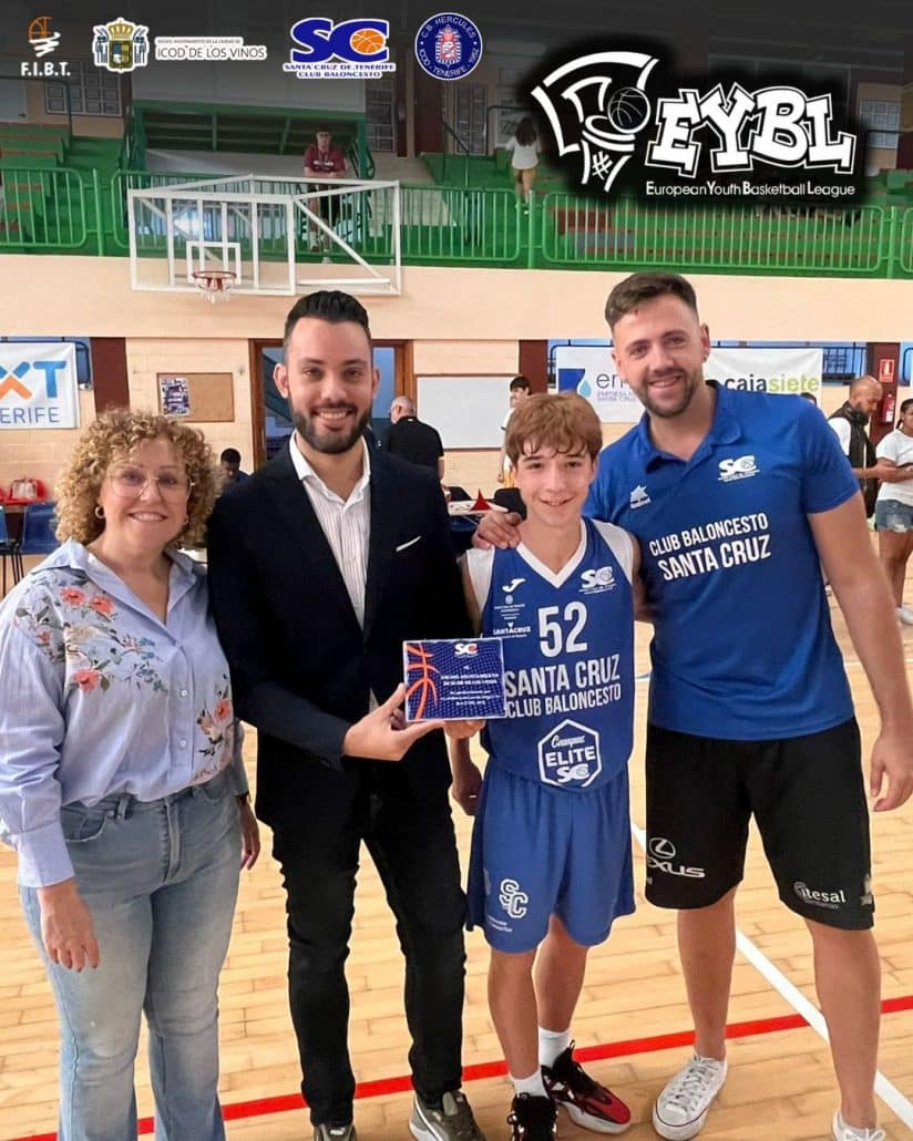 El ayuntamiento de Icod de Los Vinos recibe un reconocimiento del CB Santa Cruz durante la EYBL