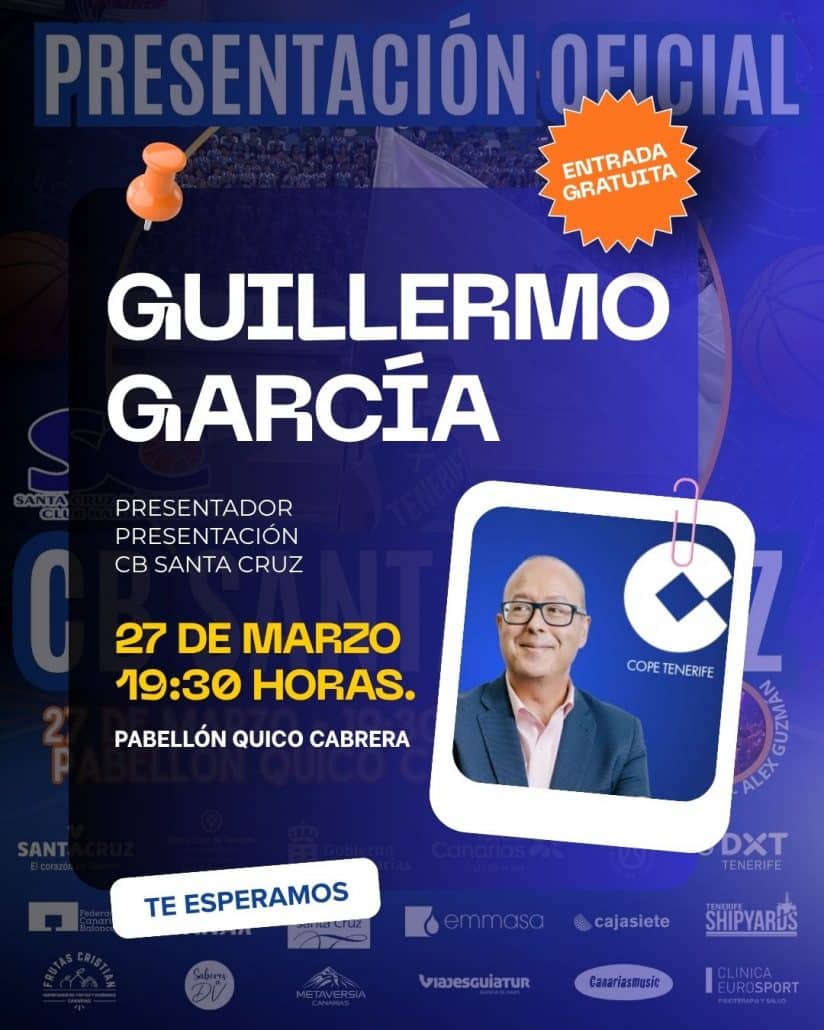 Guillermo García (Cadena COPE) presentará el acto oficial del CB Santa Cruz