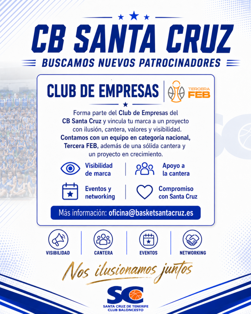¡Tu empresa también puede jugar en categoría nacional junto al CB Santa Cruz!