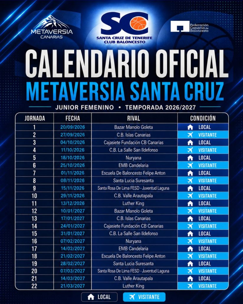 El Metaversia Santa Cruz ya conoce su calendario para la temporada 2026/2027