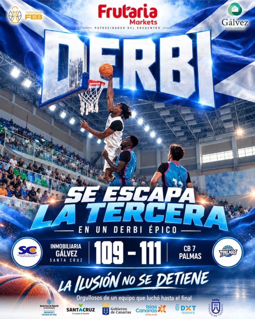 El Inmobiliaria Gálvez Santa Cruz se queda a las puertas de su tercera victoria tras un derbi épico ante el CB 7 Palmas (109-111)
